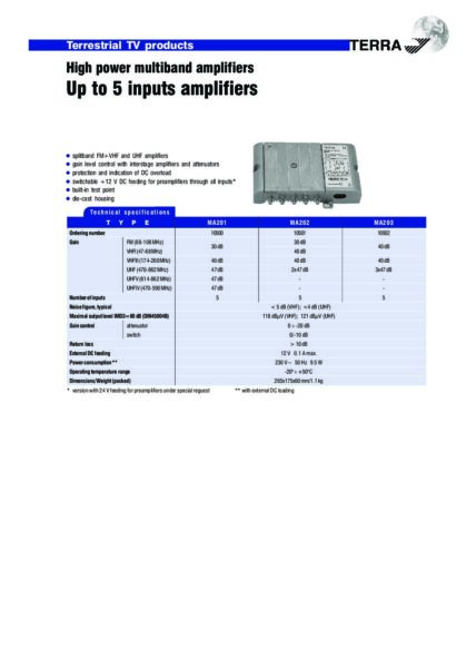 ojacevalnik antenski MA203 pdf